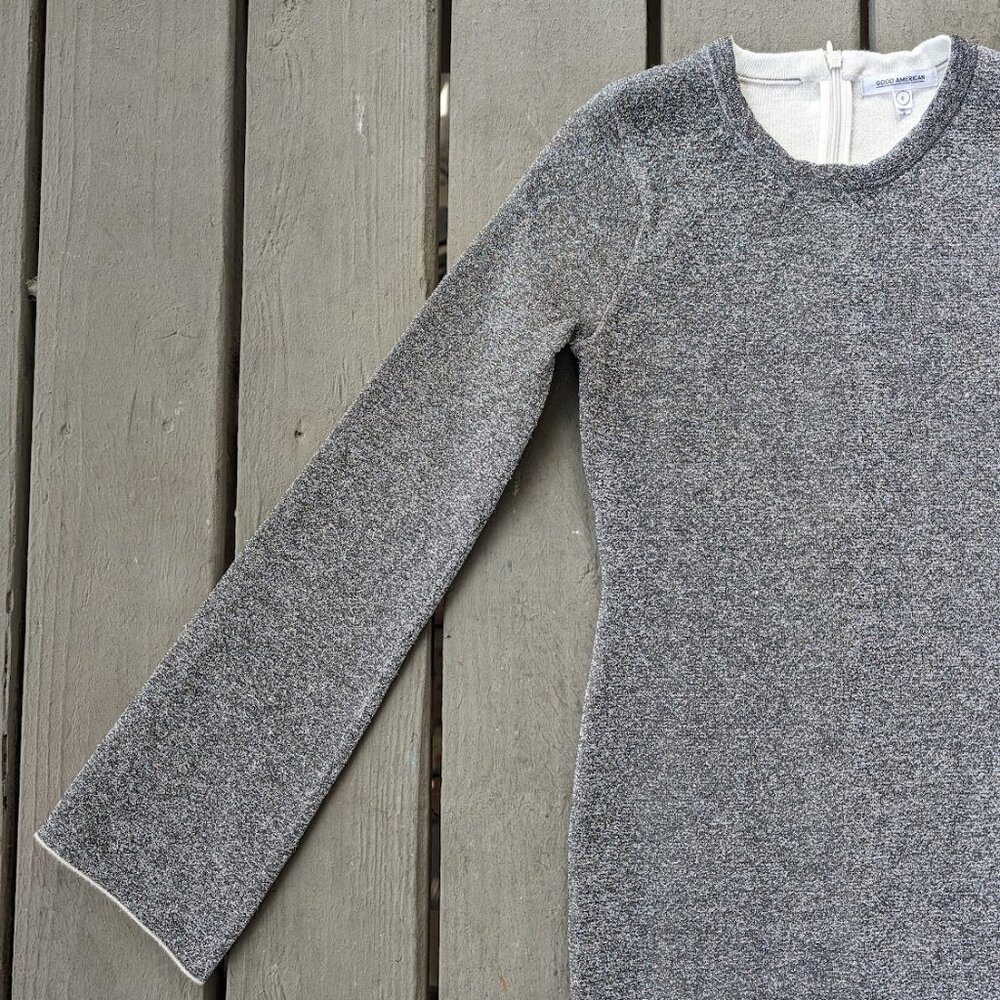 Good American Silver Sparkle Bell Sleeve Mini Dress‎ XS - Picture 6 of 9